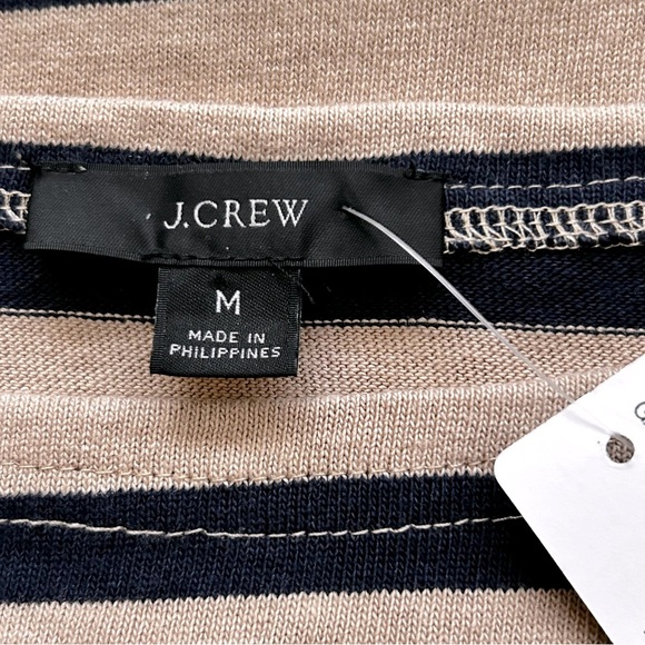J. Crew Nautical Navy & Tan Striped Boatneck Top - Picture 4 of 8